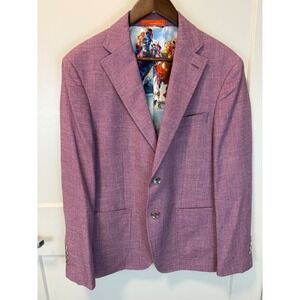 Tallia Men's 38S Mauve Lavender Woven Blazer Sport Coat Lined Equestrian Print